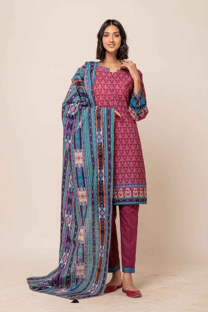 BONANZA SATRANGI 3PC PRINTED KHADDAR SUIT (W23S63P02)