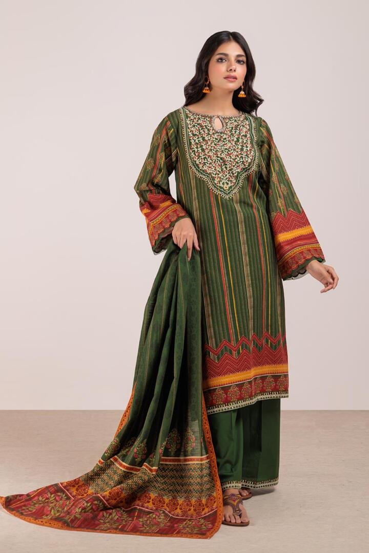 BONANZA SATRANGI 3PC PRINTED KHADDAR SUIT (W23S13P05)