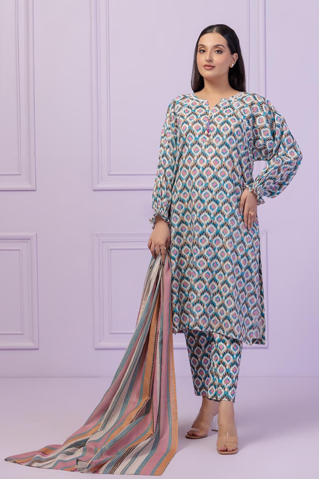 BONANZA SATRANGI 3PC PRINTED LAWN SUIT (1S24P3P333)
