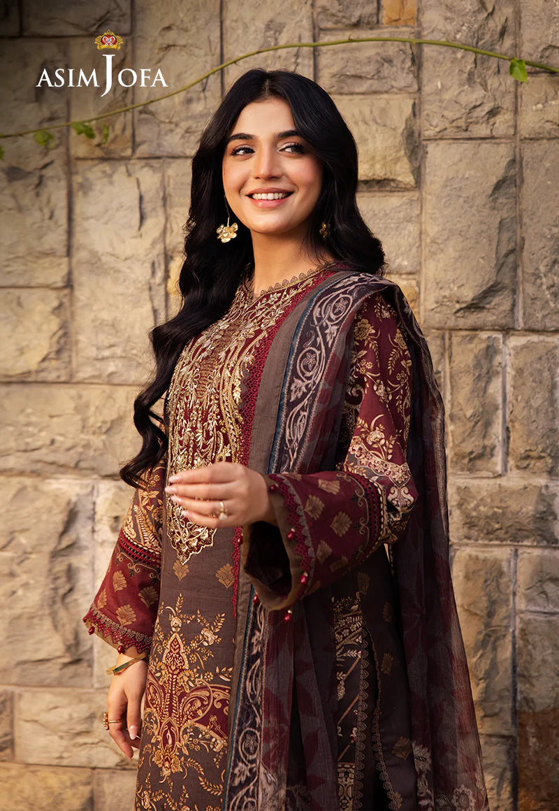 Asim Jofa 3Pc Embroidered Lawn Suit AJUBJ-01 gulbuy.com