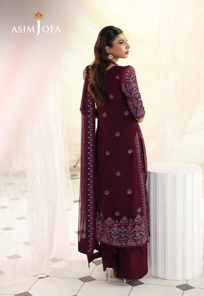 Asim jofa 3Pc Embroidered Chiffon Suit AJUEV-04 gulbuy.com