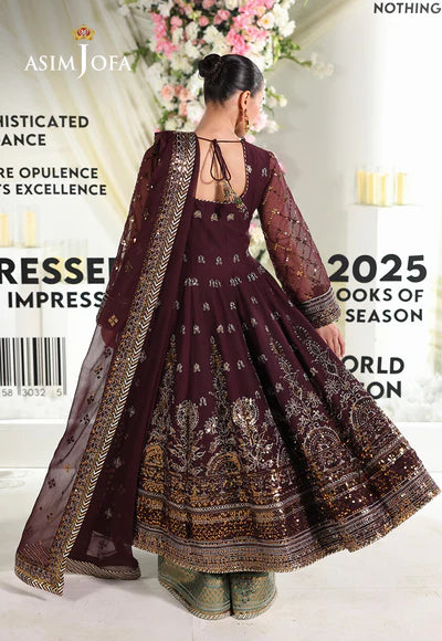Asim jofa 3Pc Embroidered Chiffon Suit AJUEV-09 gulbuy.com