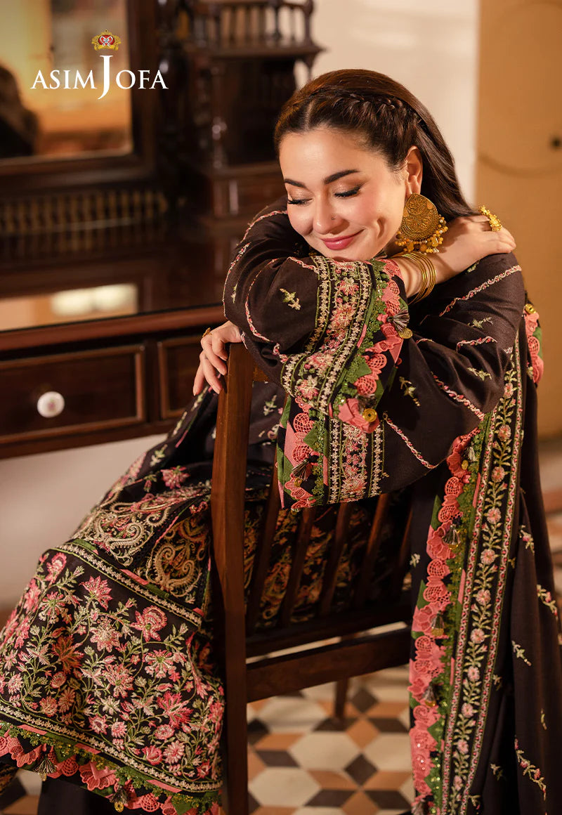 Asim Jofa 3Pc Embroidered Twill Suit AJKI-09 gulbuy.com