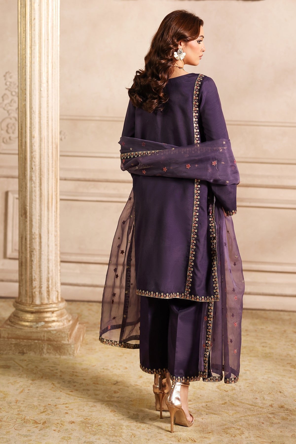 Charizma 3Pc Embroidered Raw Silk Suit (CMA-4-082) gulbuy.com