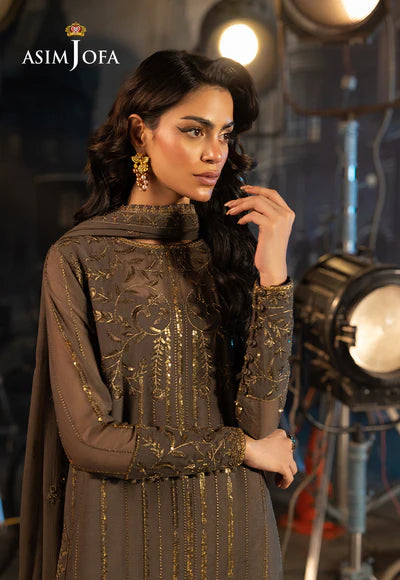 Asim jofa 3Pc Embroidered Chiffon Suit AJFO-09 gulbuy.com