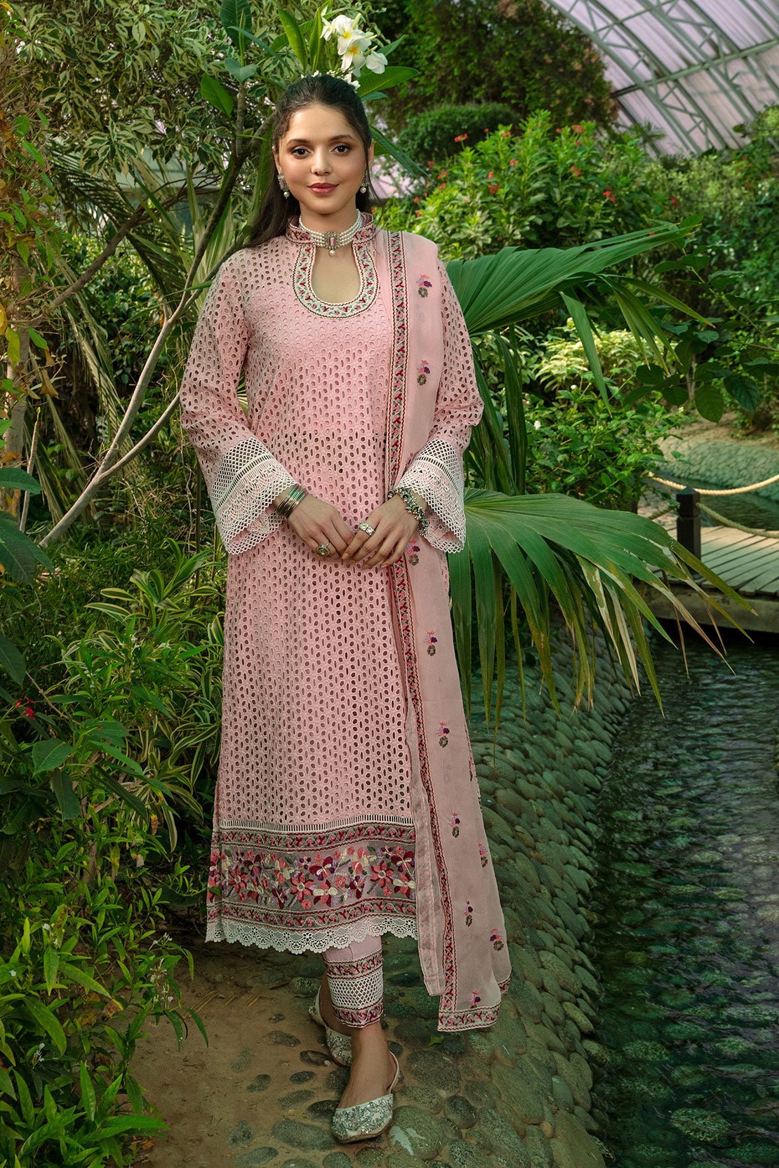 SO KAMAL 4PC EMBROIDERED CHIFFON SUIT (COCO)