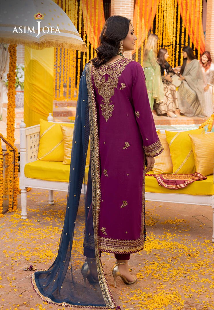 ASIM JOFA 3 PIECE EMBROIDERED SILK SUIT (AJDA-07)