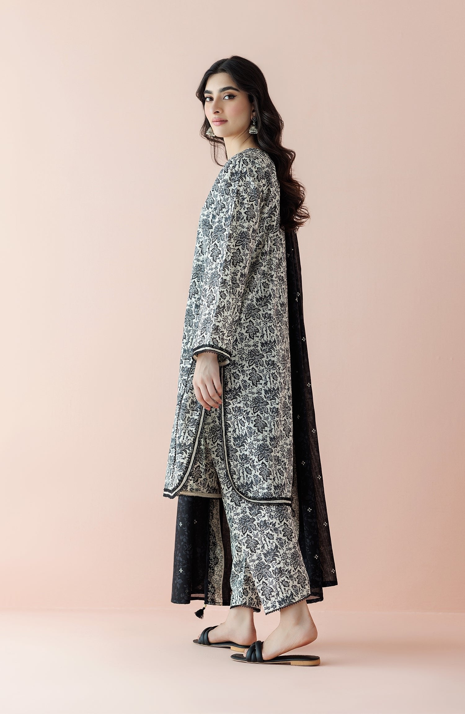 Orient 3 Piece Printed Lawn Suit (OTL-24-167/S-BEIGE)