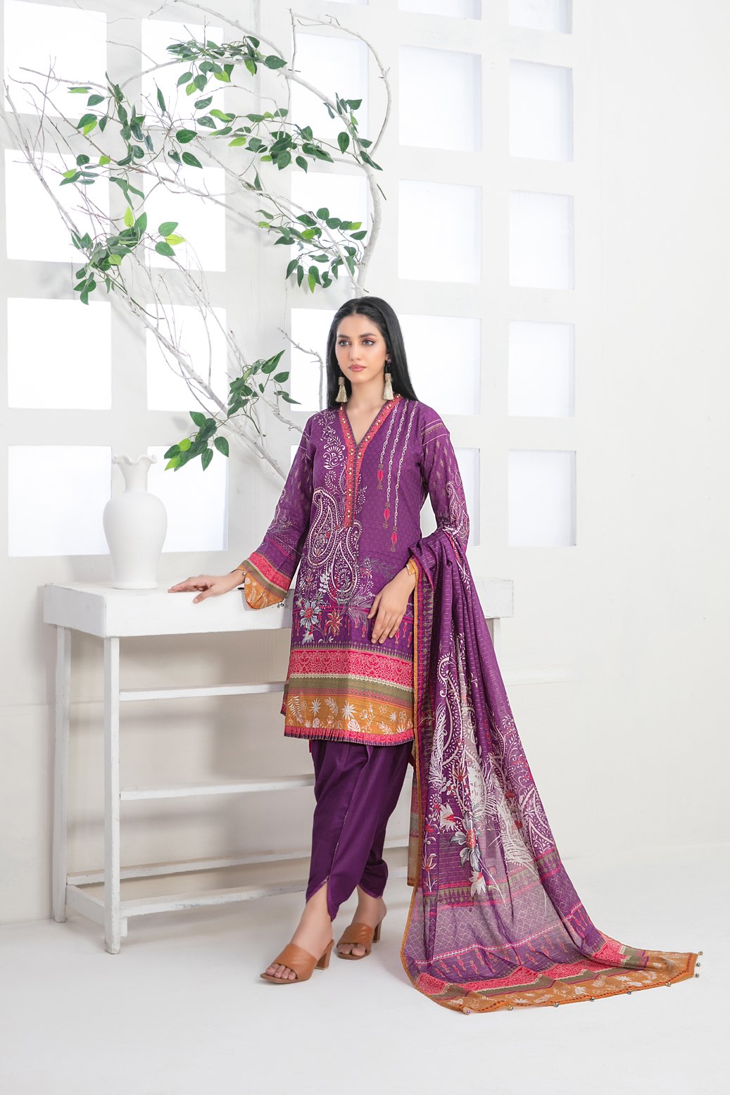 Tawakkal 3 Piece Printed Cotton Suit (D-9343)