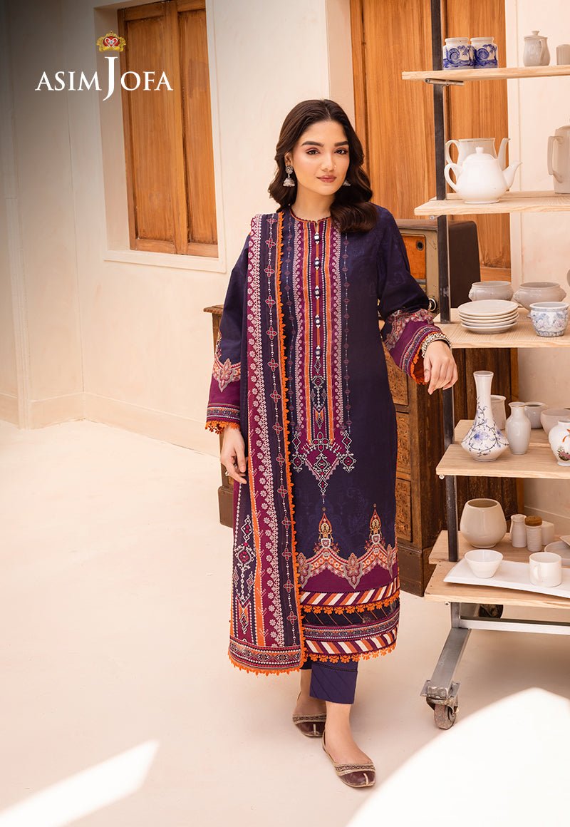 ASIM JOFA 3 PIECE CAMBRIC LAWN SUIT (AJUB-09)