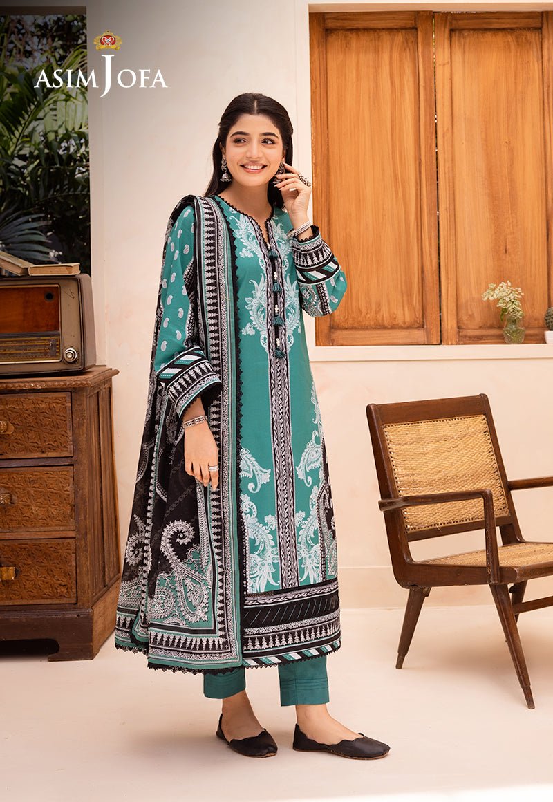 ASIM JOFA 3 PIECE CAMBRIC LAWN SUIT (AJUB-03)