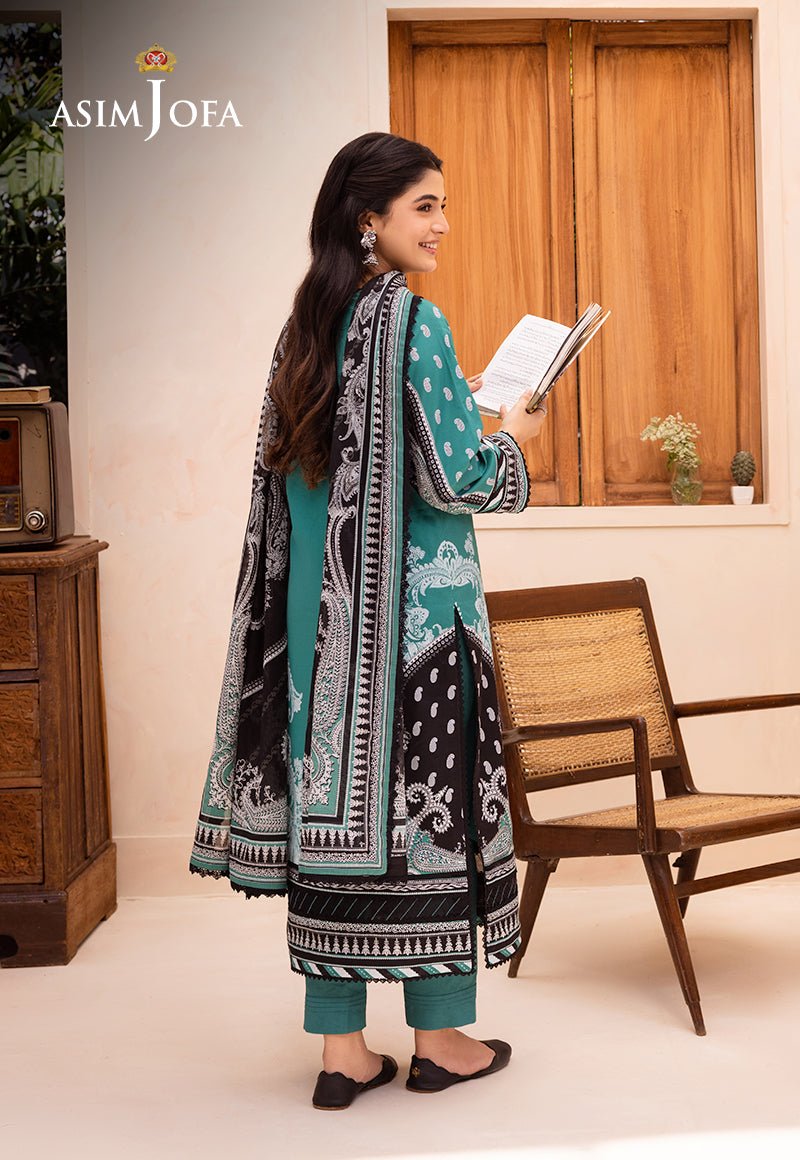ASIM JOFA 3 PIECE CAMBRIC LAWN SUIT (AJUB-03)