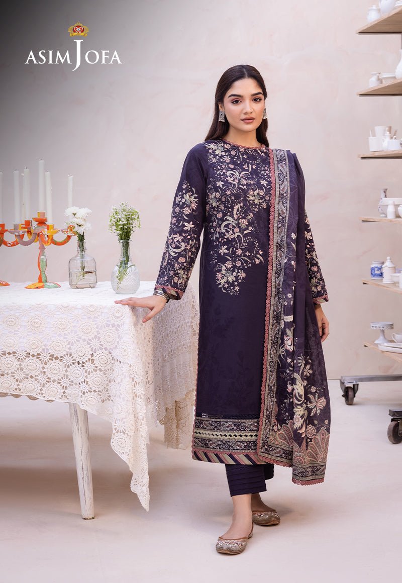 ASIM JOFA 3 PIECE CAMBRIC LAWN SUIT (AJUB-08)
