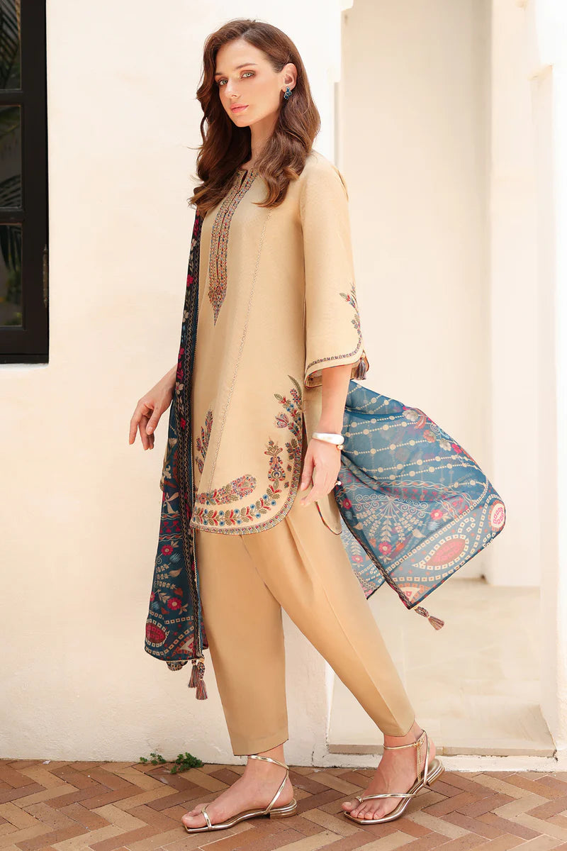 Jazmin 3Pc EMBROIDERED DOBBY Suit USE-9216 gulbuy.com