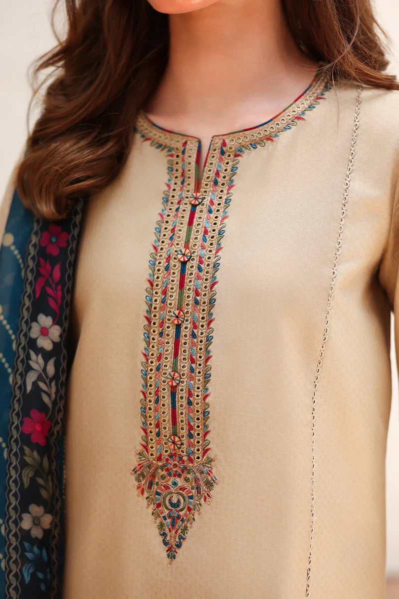Jazmin 3Pc EMBROIDERED DOBBY Suit USE-9216 gulbuy.com
