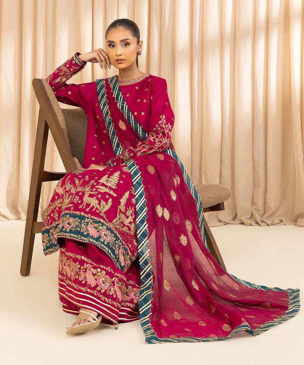 Sapphire 3Pc Embroidered Raw Silk Suit 0U3FEHE25V22 gulbuy.com