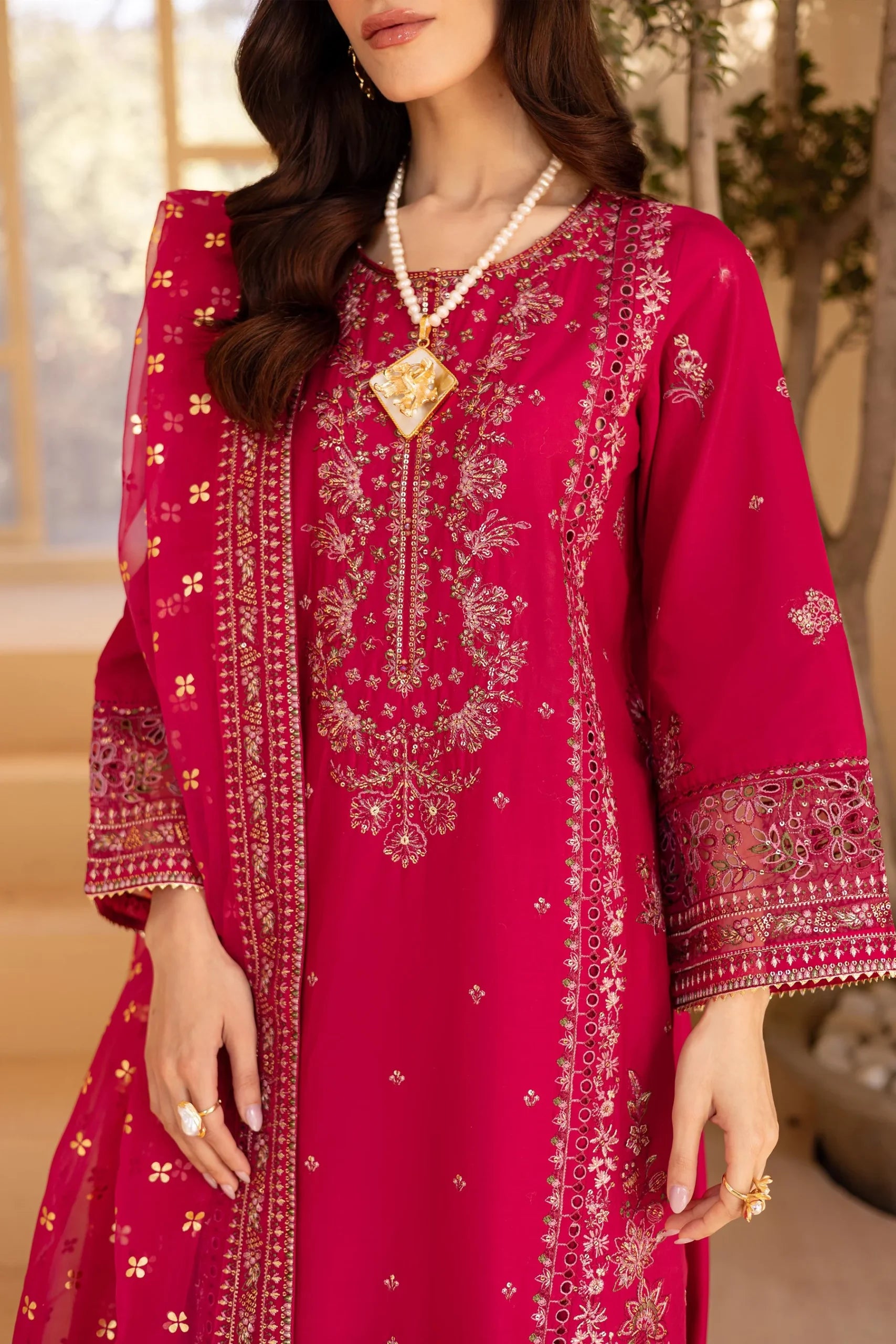 Batik 3Pc Embroidered Lawn Suit Janice gulbuy.com