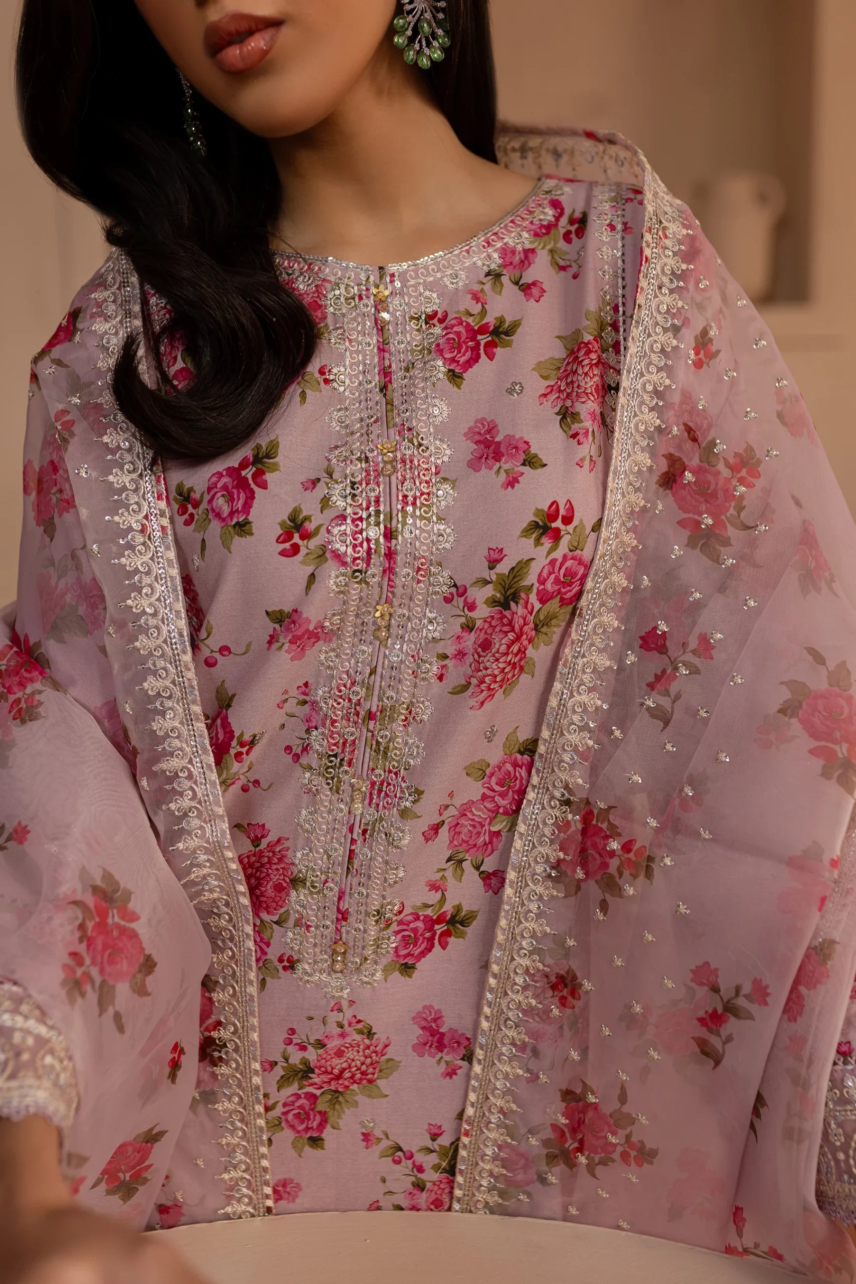 Batik 3Pc Embroidered Lawn Suit Haneen gulbuy.com