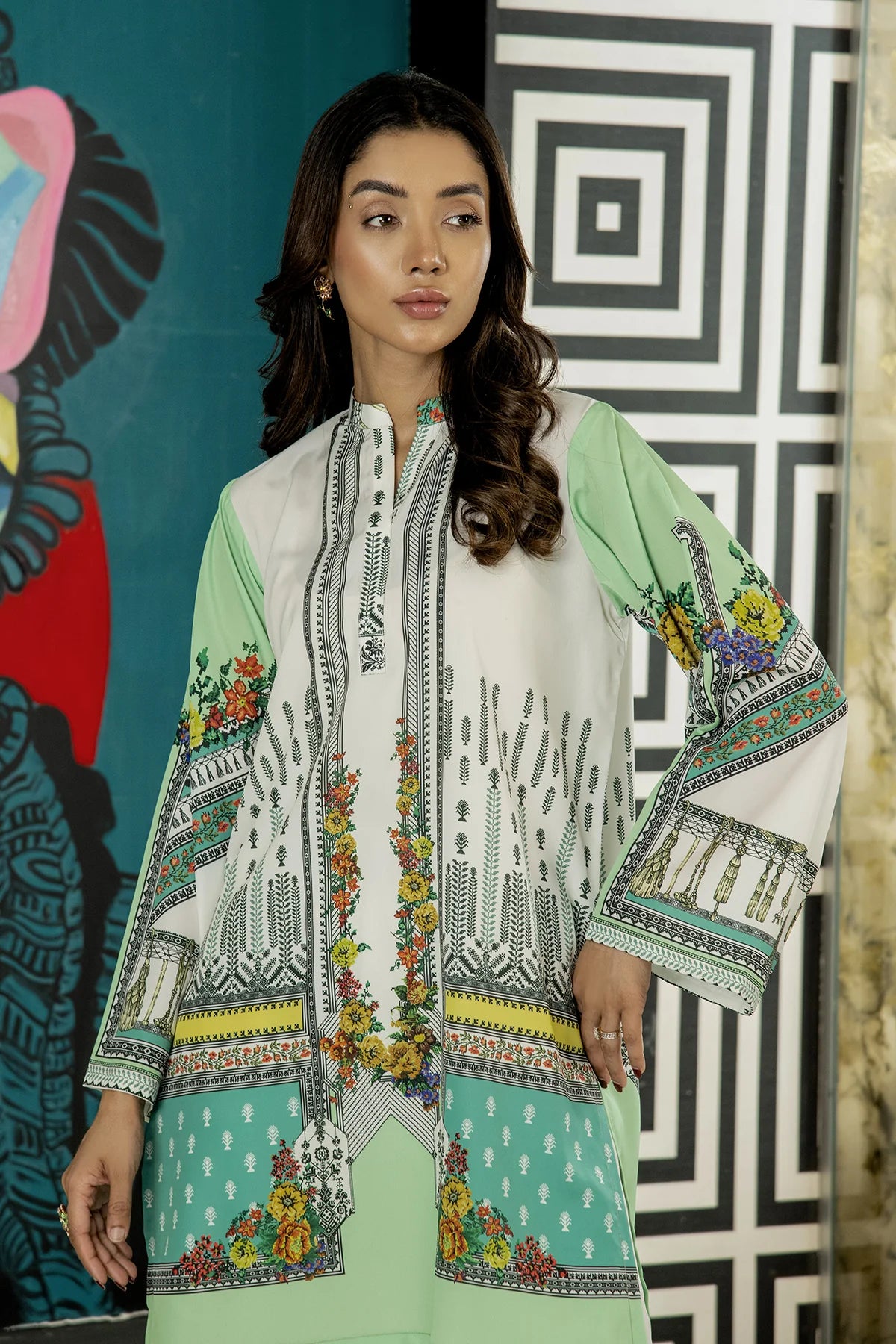 Be Yourself 2Pc Printed Cotton Silk Suit BA-020 gulbuy.com