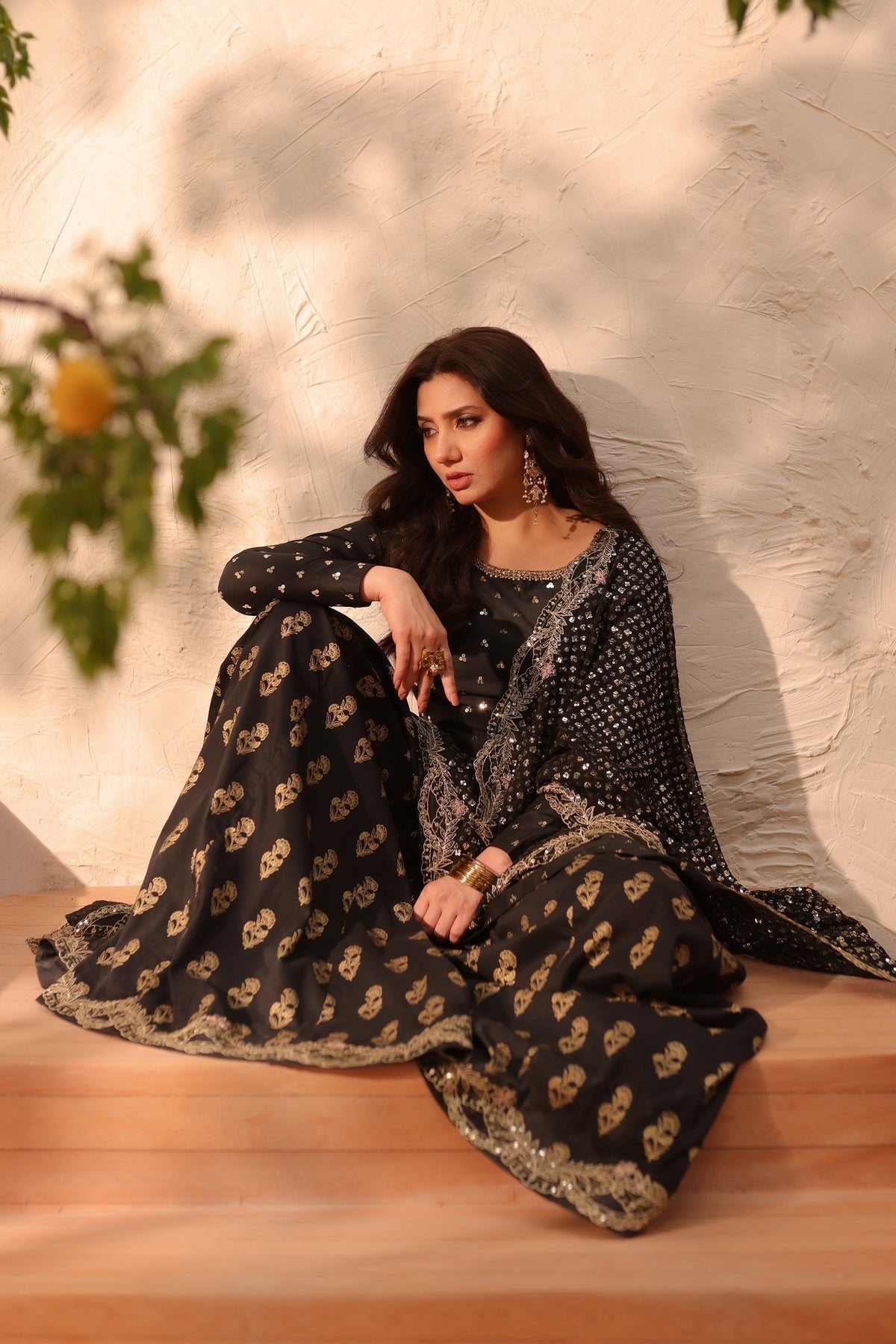 Batik 3Pc Embroidered Cotton Suit (Black-Amani-3Pc)