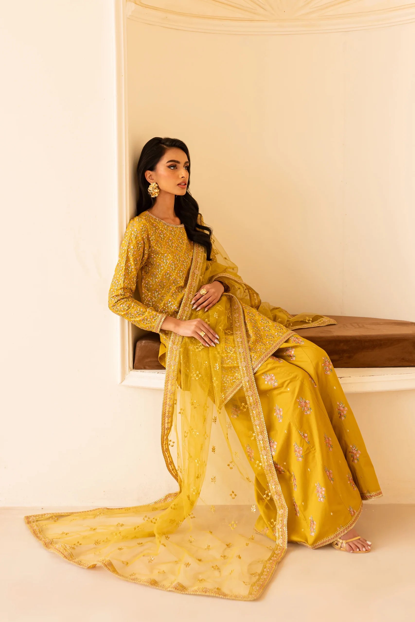 Batik 3Pc Embroidered Lawn Suit Sand Bloom gulbuy.com