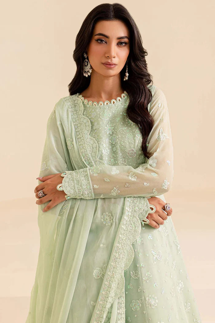 Farasha 3Pc Embroidered Chiffon Suit Aqua Dream gulbuy.com