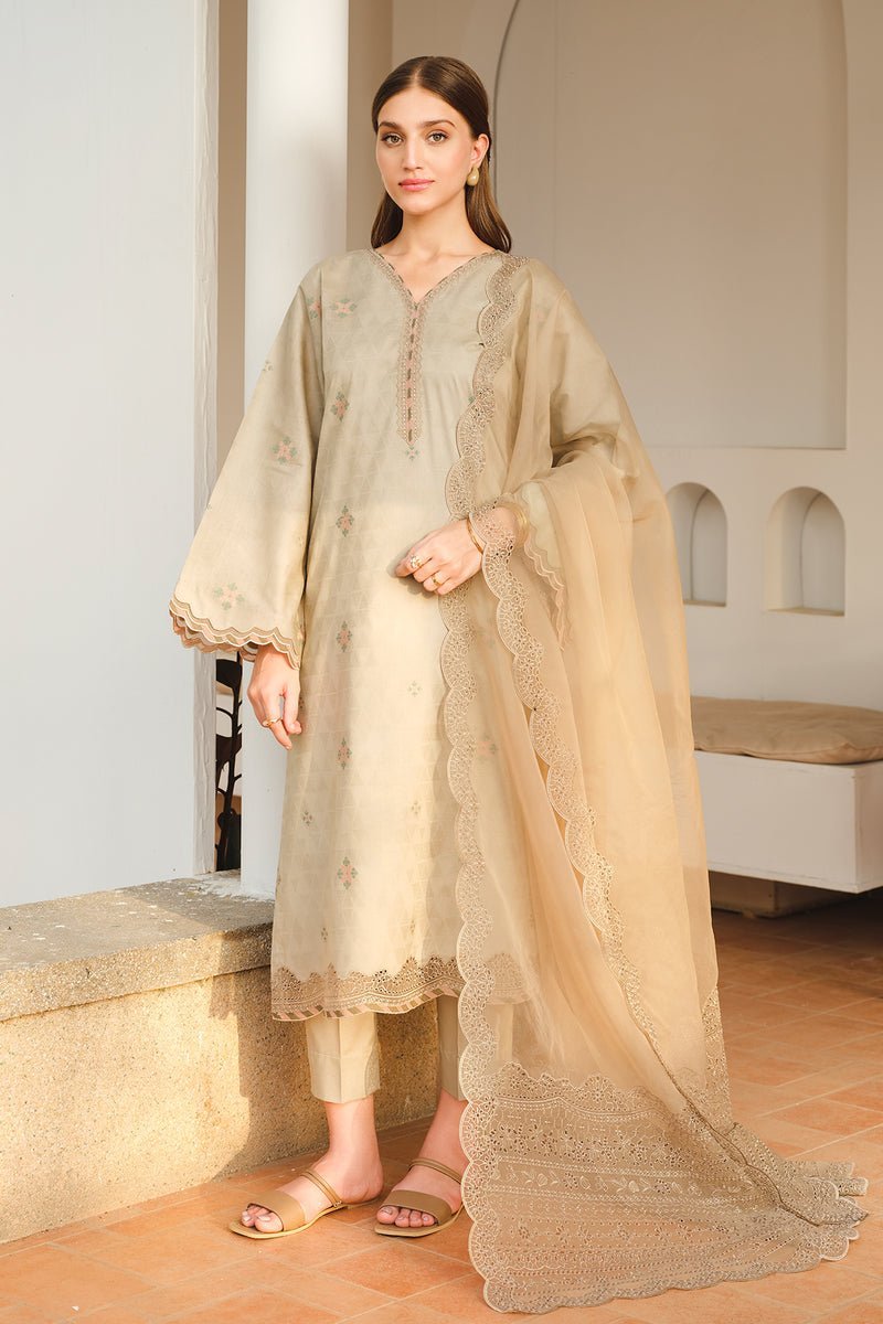 BAROQUE 3PC EMBROIDERED JACQUARD LAWN SUIT (BQU-UF-D664)
