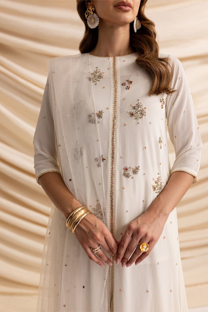 Batik 4Pc Organza Suit (Cosmic-Latte-4Pc)