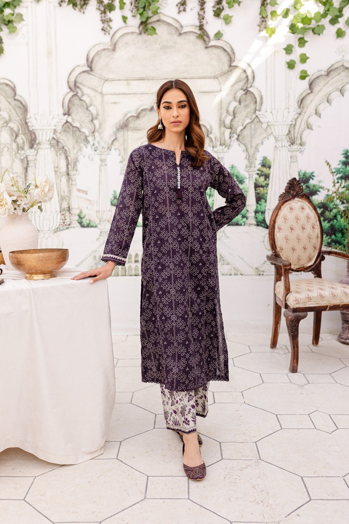 Batik 2Pc Printed Lawn Suit (Purple-Berry-2Pc)