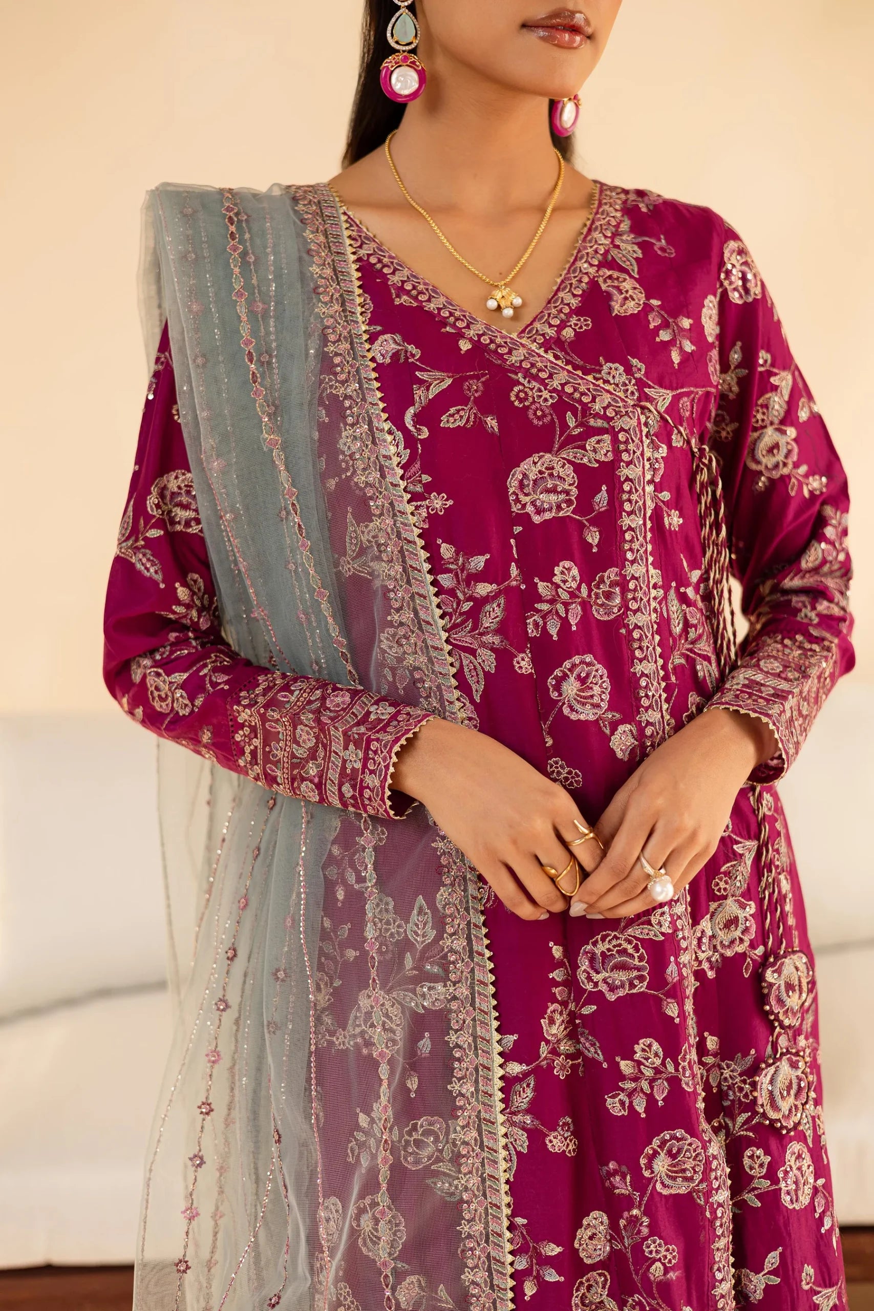 Batik 3Pc Embroidered Lawn Suit Fig gulbuy.com
