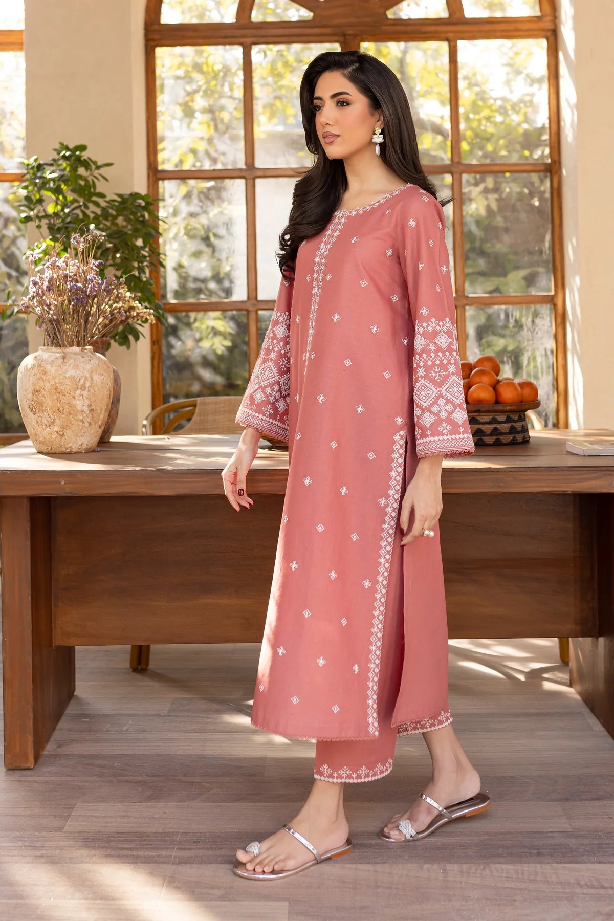 Batik 2Pc Embroidered khaddar Suit Coral Jasper gulbuy.com