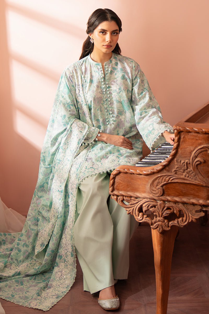 CROSS STITCH 3 PIECE EMBROIDERED CAMBRIC SUIT (0224RTSPRTCAM0103)