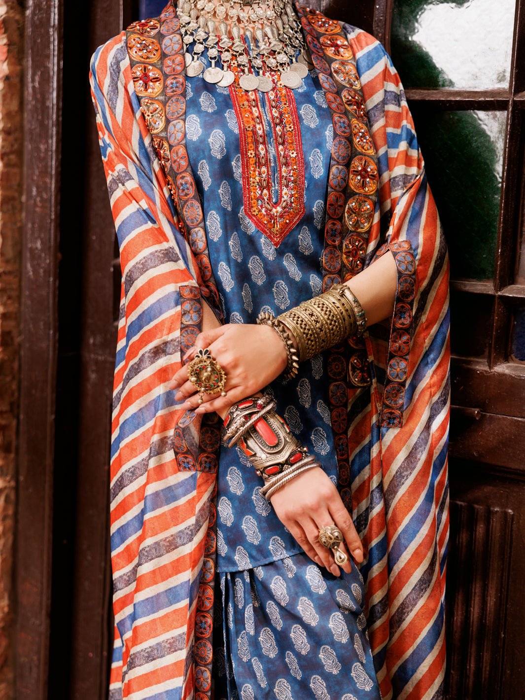 ALMIRAH BLUE POLY-LAWN 3 PIECE STITCHED SUIT(ALP-3PS-1956A)