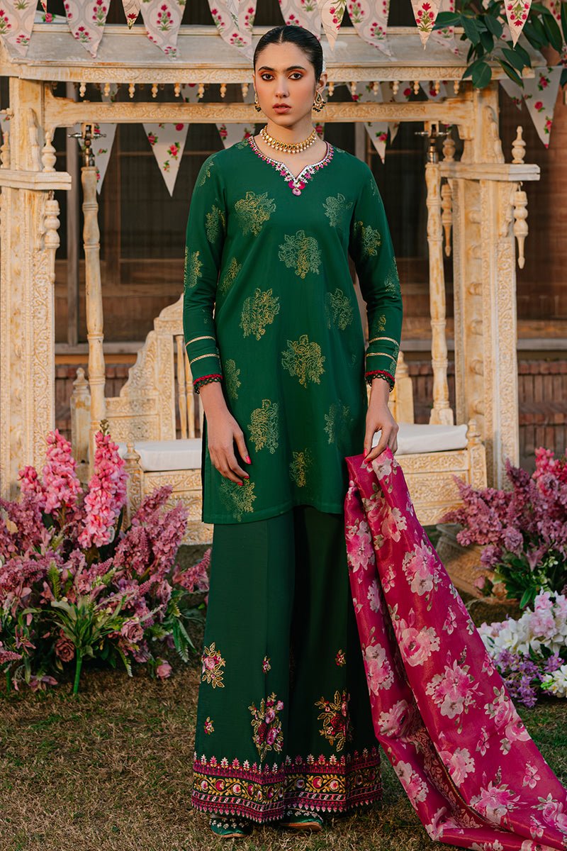 CROSS STITCH 3 PIECE EMBROIDERED JACQUARD SUIT (0124RTSPRTLWN0206)