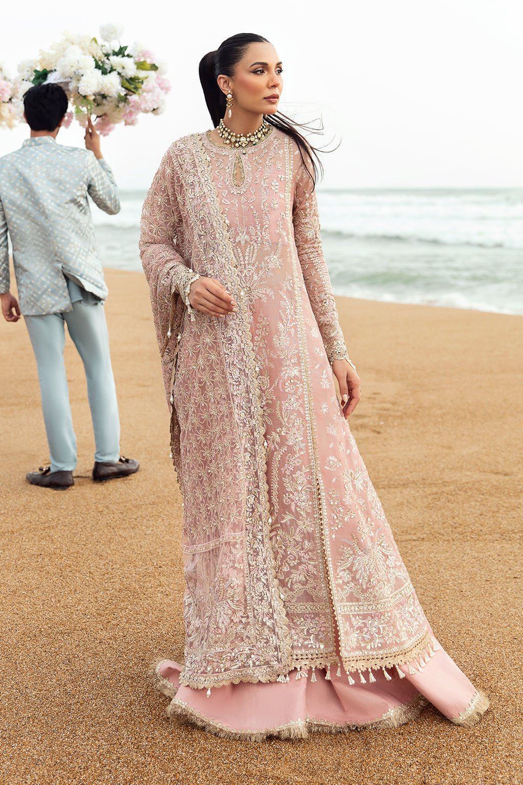 AFROZEH 3PC EMBROIDERED RAW SILK SUIT (Shazma)