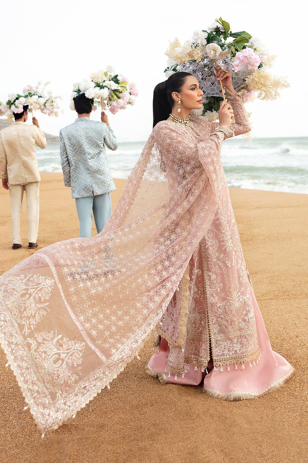 AFROZEH 3PC EMBROIDERED RAW SILK SUIT (Shazma)
