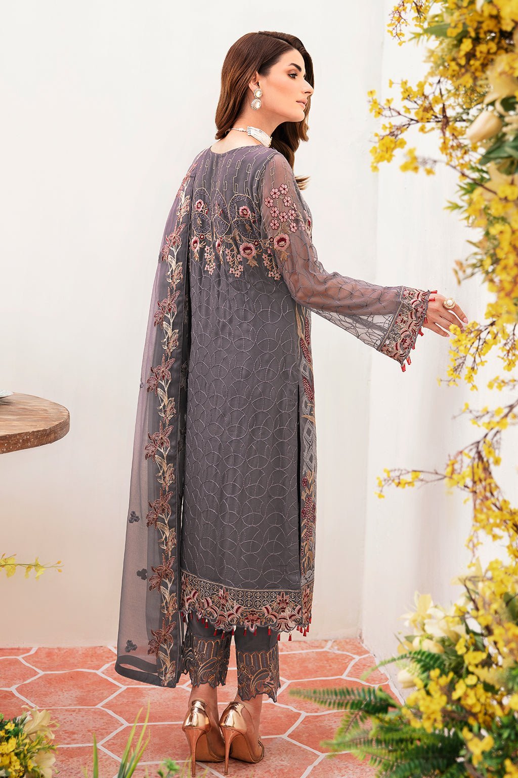Ramsha 3 Piece Embroidered Chiffon Suit (F-2409)