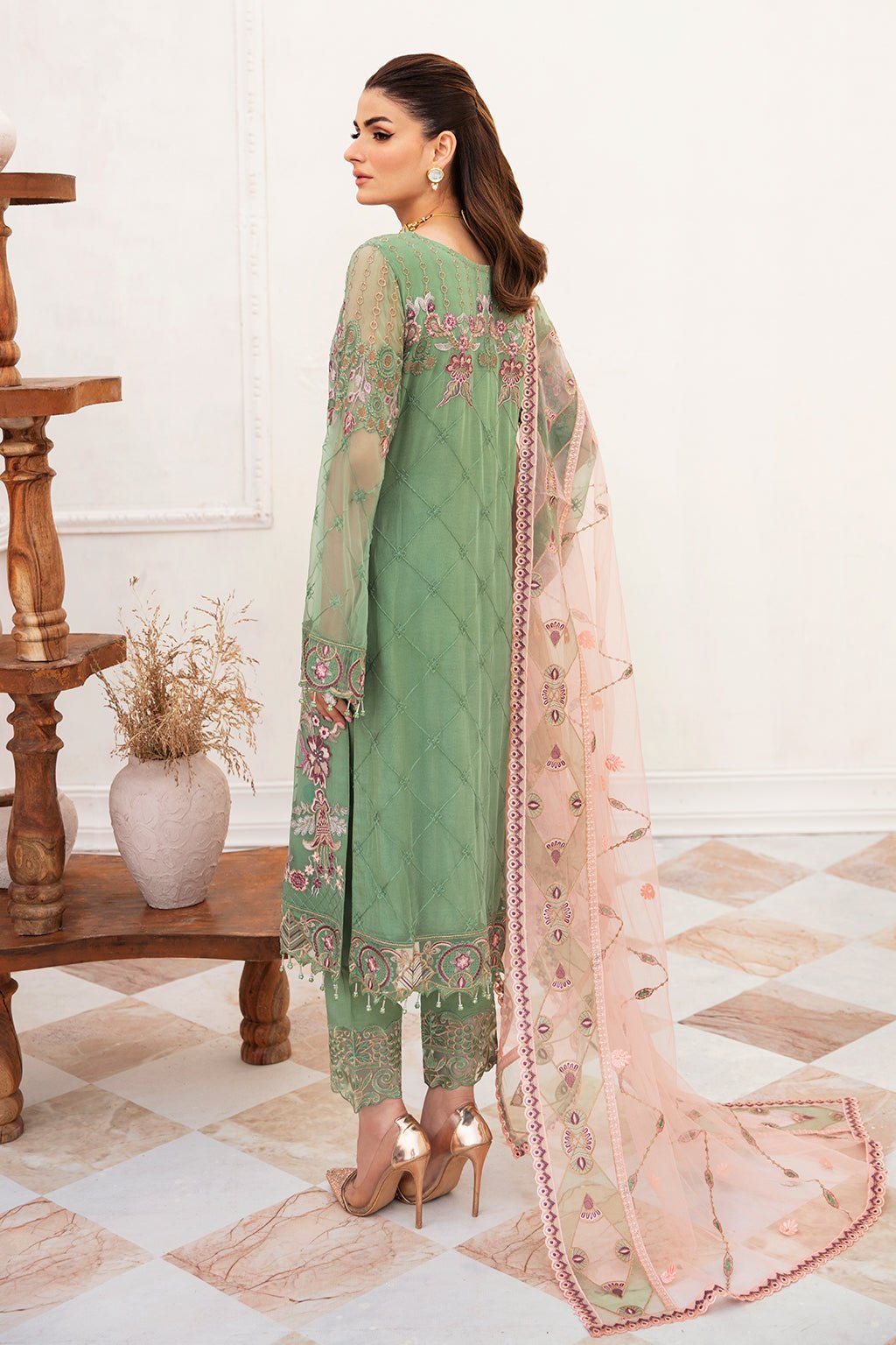 Ramsha 3 Piece Embroidered Chiffon Suit (F-2406)