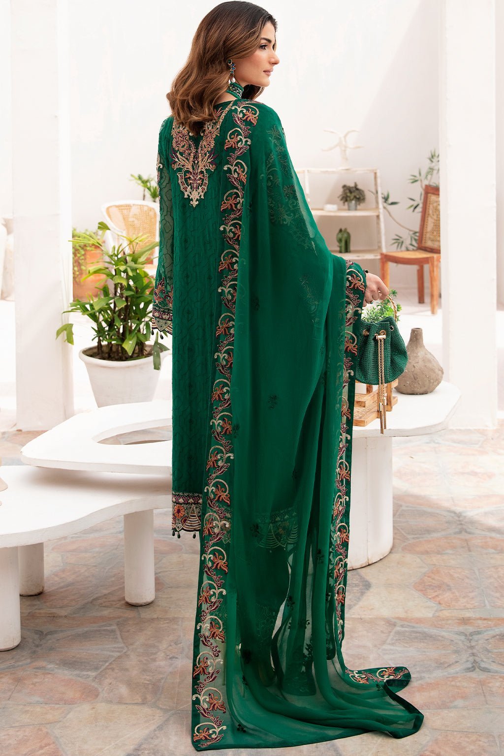 Ramsha 3 Piece Embroidered Chiffon Suit (A-704)