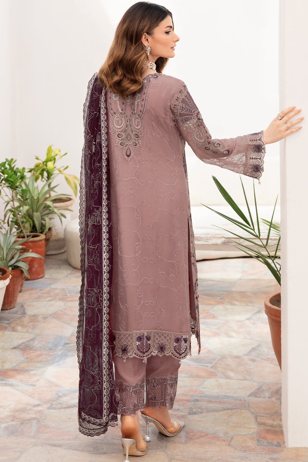 Ramsha 3 Piece Embroidered Chiffon Suit (A-709)