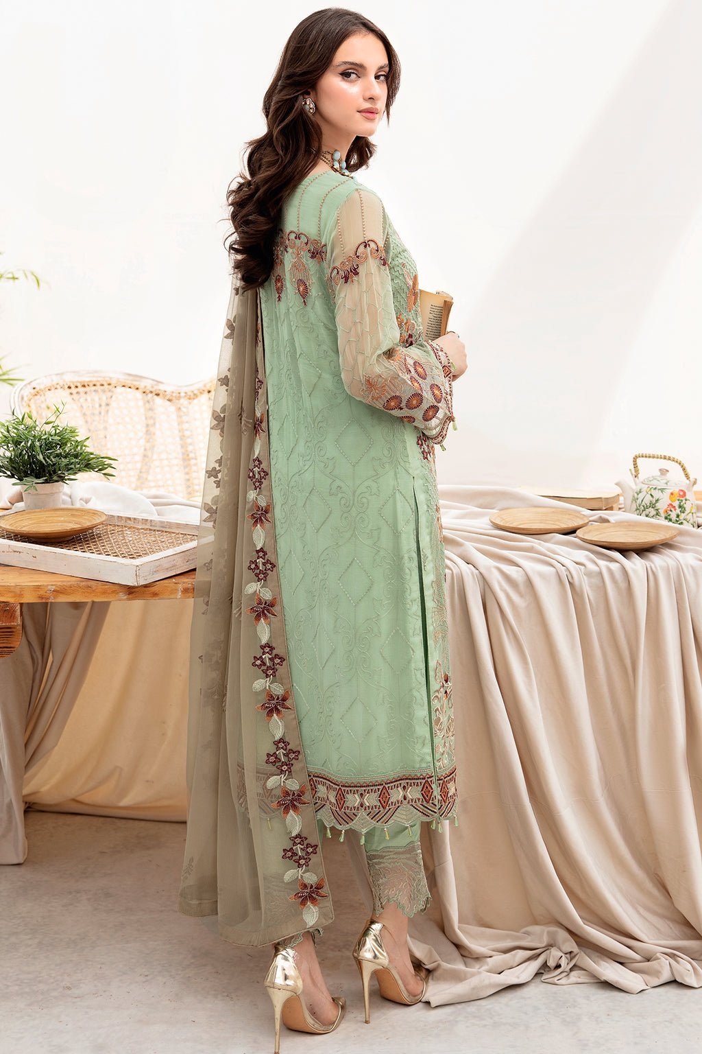 Ramsha 3 Piece Embroidered Chiffon Suit (A-710)