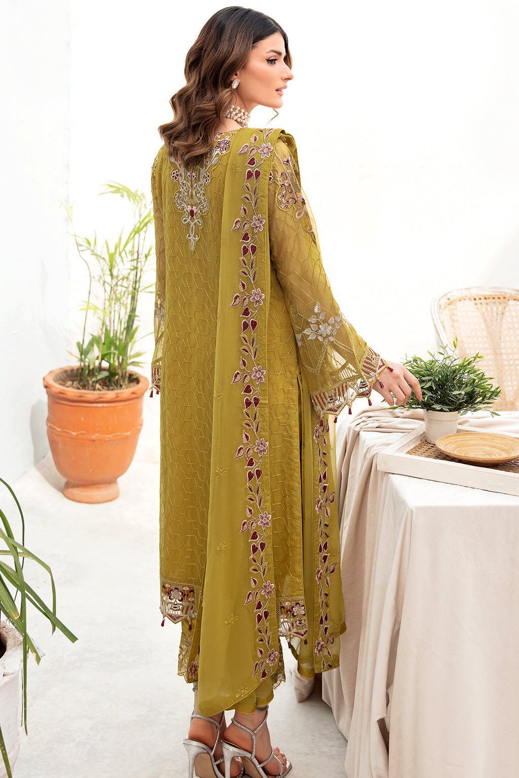 Ramsha 3 Piece Embroidered Chiffon Suit (A-706)