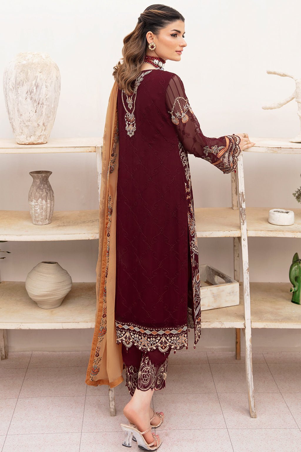 Ramsha 3 Piece Embroidered Chiffon Suit (A-712)