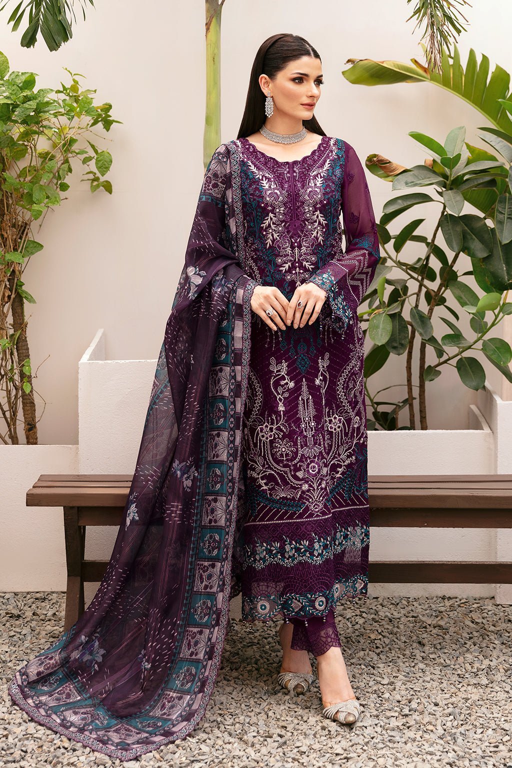 Ramsha 3 Piece Embroidered Chiffon Suit (T-207)