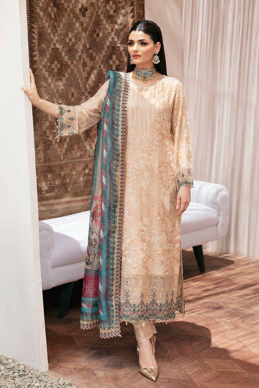 Ramsha 3 Piece Embroidered Chiffon Suit (T-208)