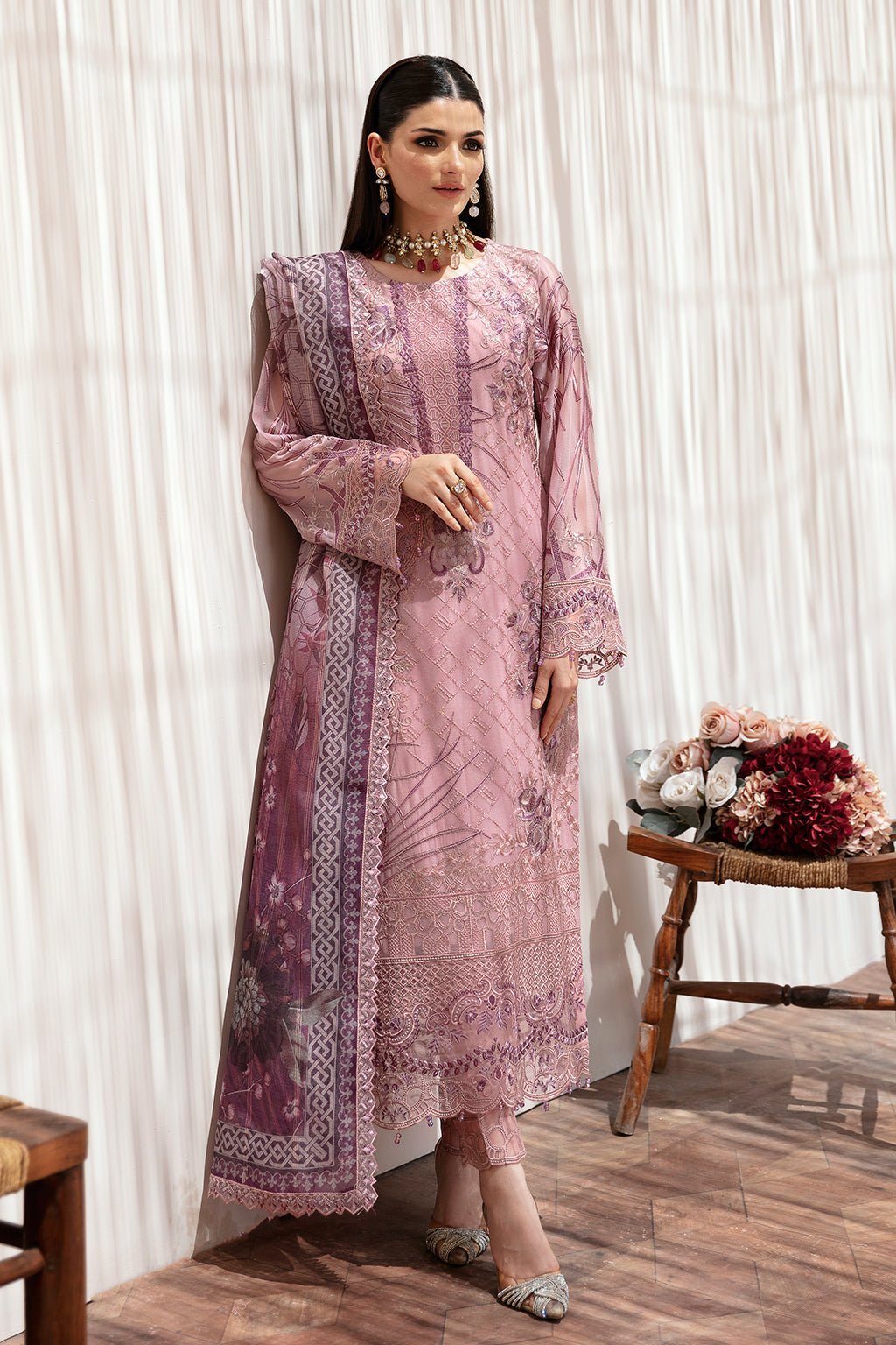 Ramsha 3 Piece Embroidered Chiffon Suit (T-203)