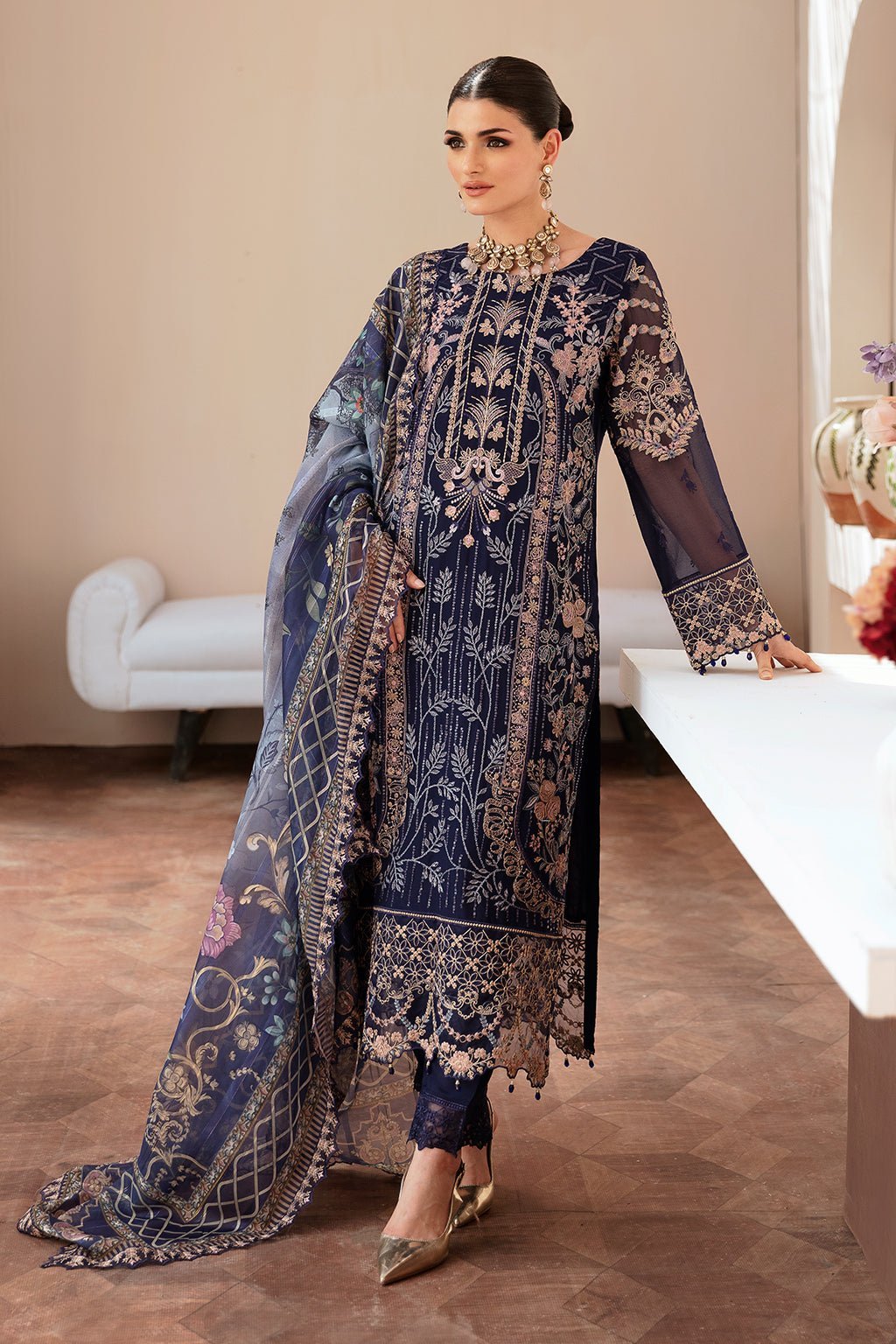 Ramsha 3 Piece Embroidered Chiffon Suit (T-202)