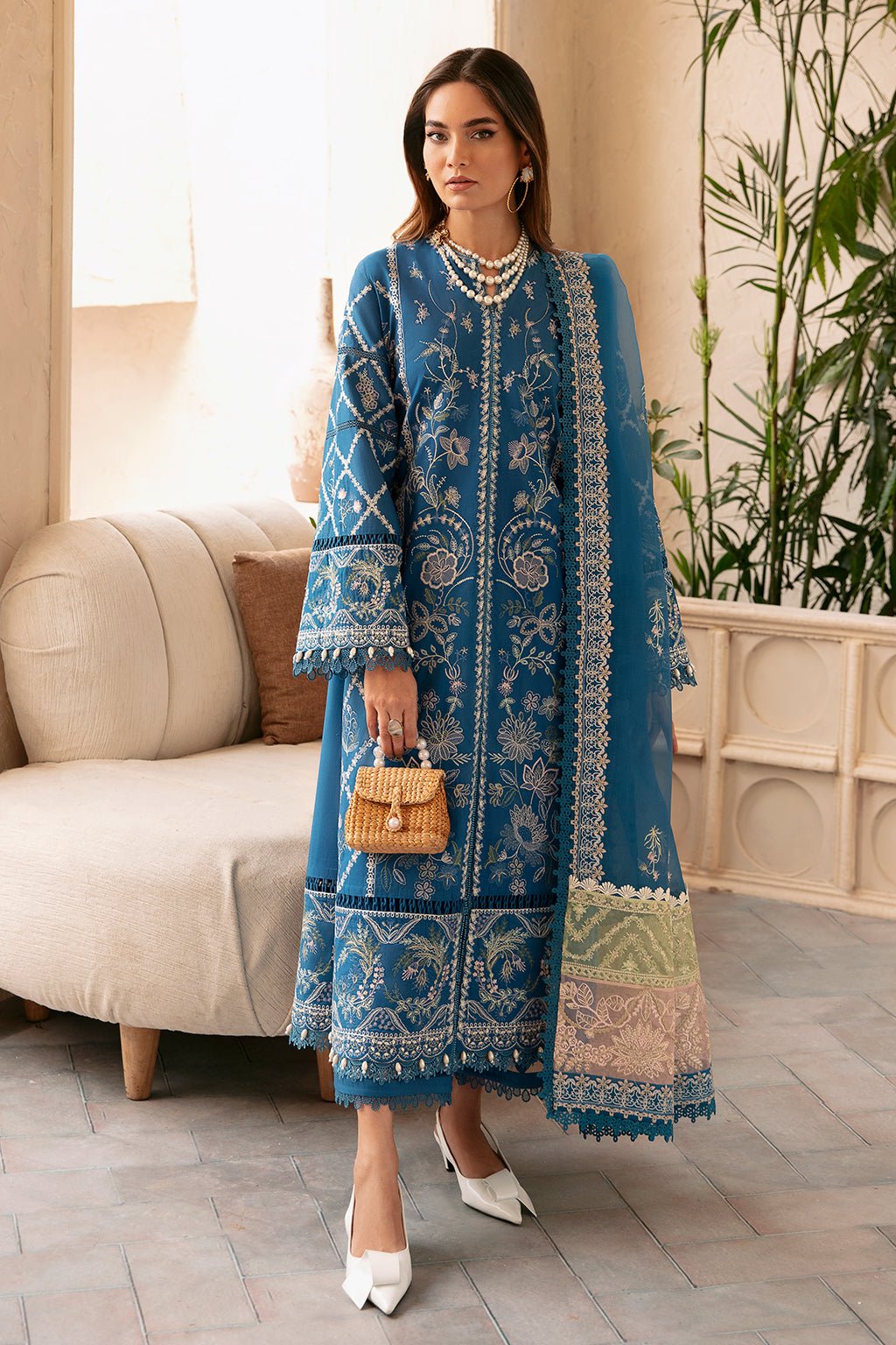 AFROZEH 3PC EMBROIDERED LAWN SUIT (666-Amelia)