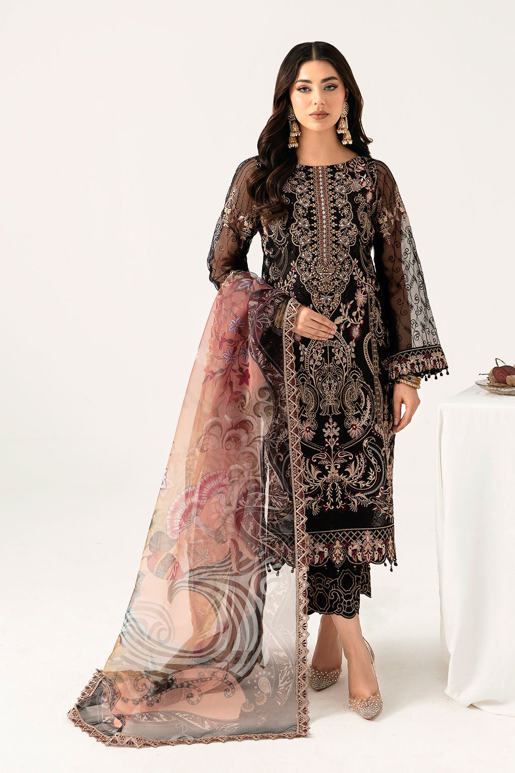 Ramsha 3 Piece Embroidered Organza Suit (M-1105)