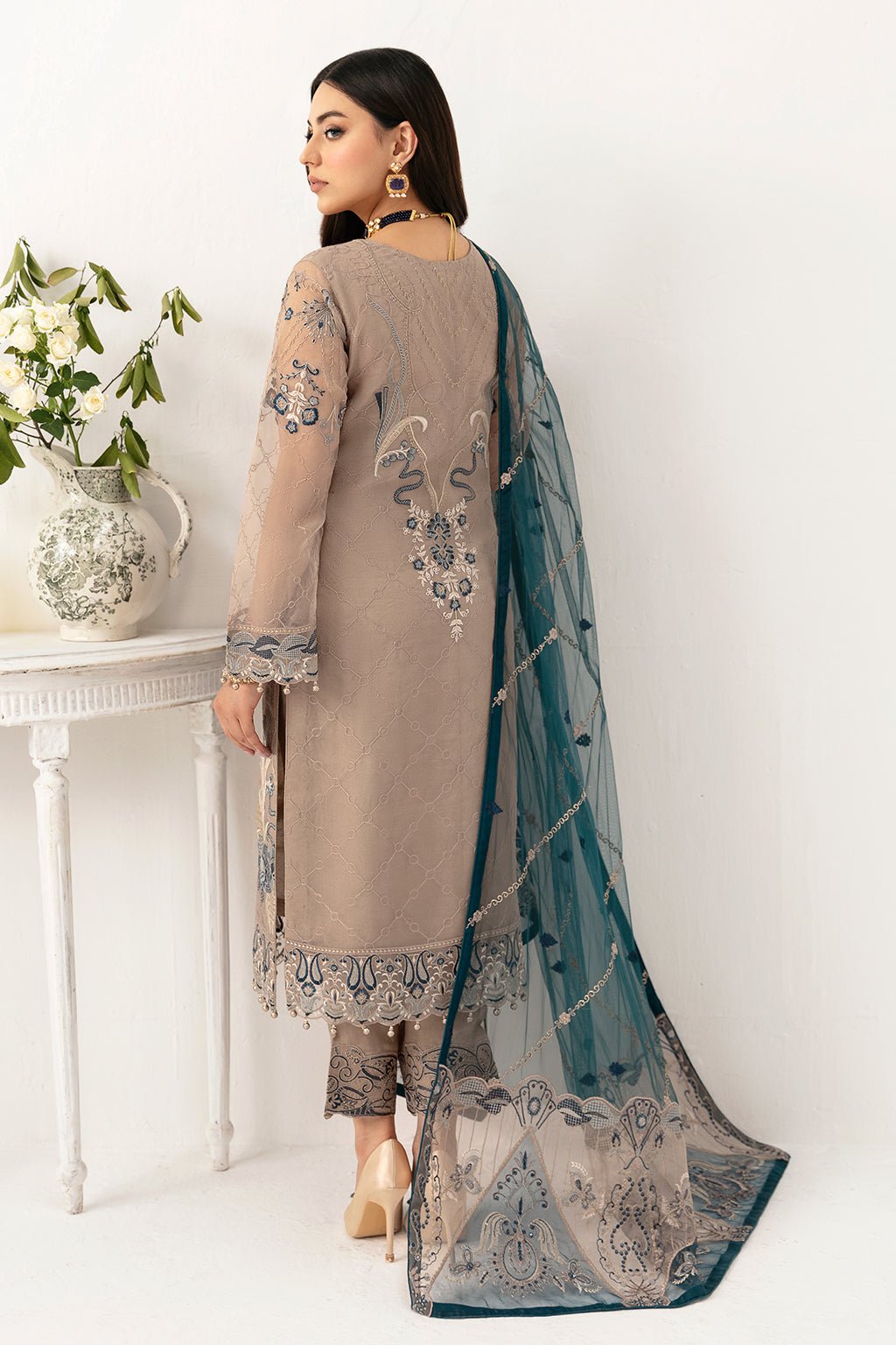 Ramsha 3 Piece Embroidered Organza Suit (M-1106)